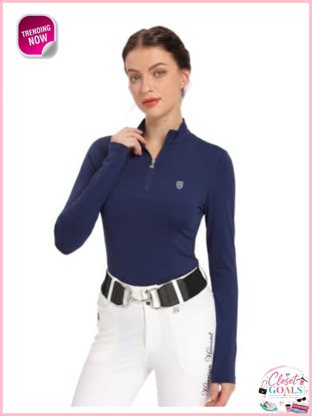 Women's Equestrian Riding Shirt Quarter Zip UPF 50+ Base Layer